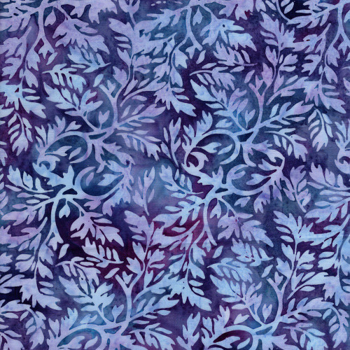 Lumin Fabrics Island Batik Rosy Bloom Batiks Leafy Vine Purple Urchin