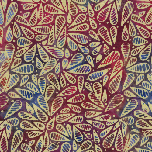 Lumin Fabrics Island Batik Salsa Batiks Tear Drops Multi Red Blue Dusty