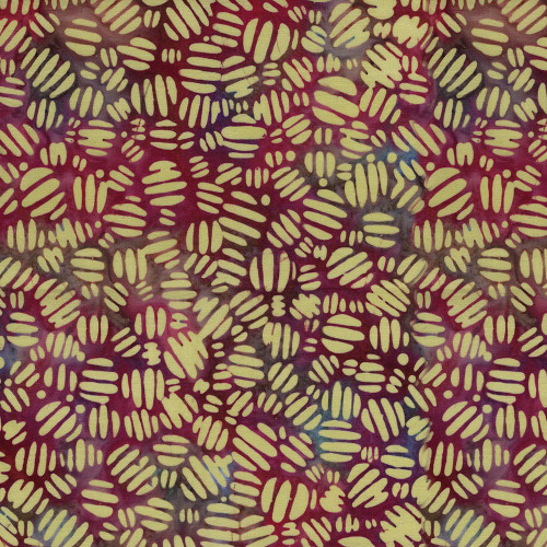 Lumin Fabrics Island Batik Salsa Batiks Striped Circles Multi Red Blue Dusty