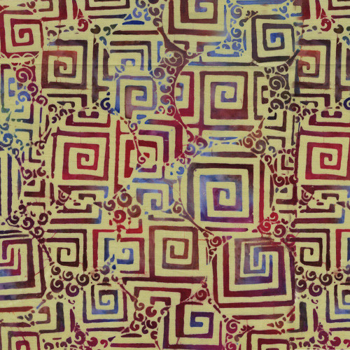 Lumin Fabrics Island Batik Salsa Batiks Circle Maze Yellow Oatmeal