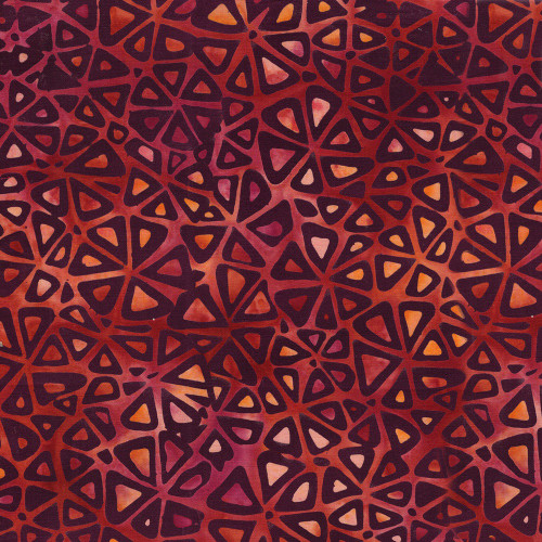 Lumin Fabrics Island Batik Salsa Batiks Petal Flower Red Redwood