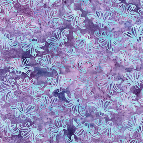 Lumin Fabrics Island Batik Secret Garden Batiks Lillies Purple Lavender