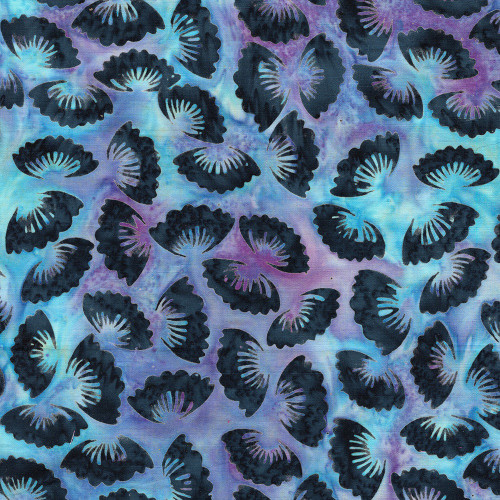 Lumin Fabrics Island Batik Secret Garden Batiks Medium Petals Multi Blue Purple