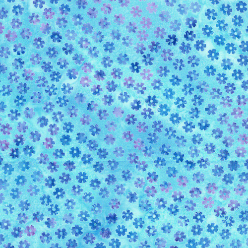 Lumin Fabrics Island Batik Secret Garden Batiks Small Flowers Blue Mystic