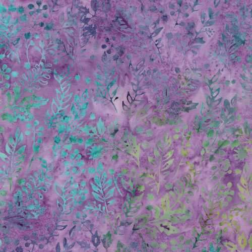 Lumin Fabrics Island Batik Springtime Bouquet Batiks Vines Leaves and Berries Purple Lavender