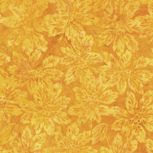Lumin Fabrics Island Batik Sunflower Spice Batiks Leaves and Berry Clusters Orange Daffodil
