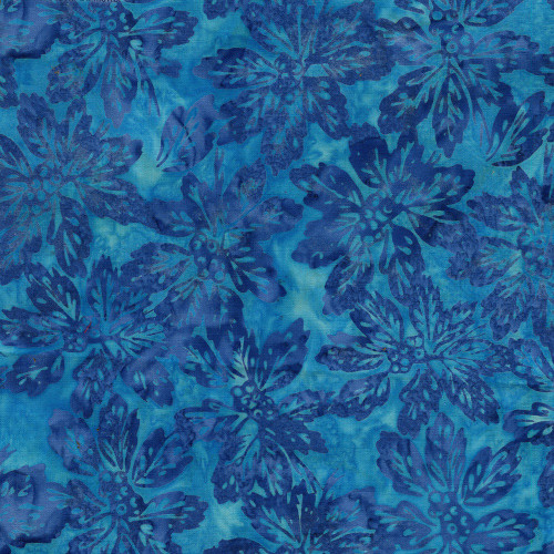 Lumin Fabrics Island Batik Sunflower Spice Batiks Leaves and Berry Clusters Teal Aruba