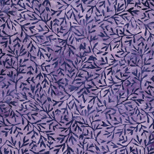 Lumin Fabrics Island Batik Sunflower Spice Batiks Tossed Vines Purple Foxglove