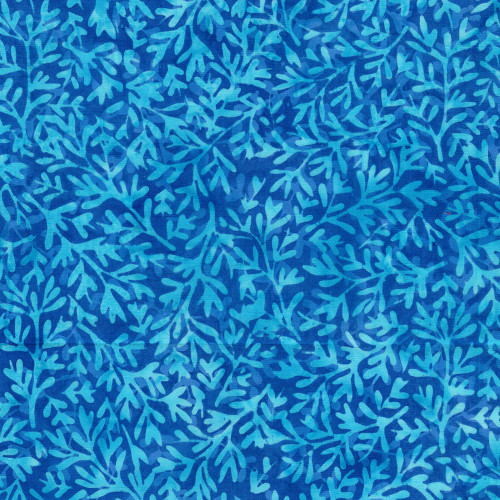 Lumin Fabrics Island Batik Sunflower Spice Batiks Tossed Vines Blue Blueberry