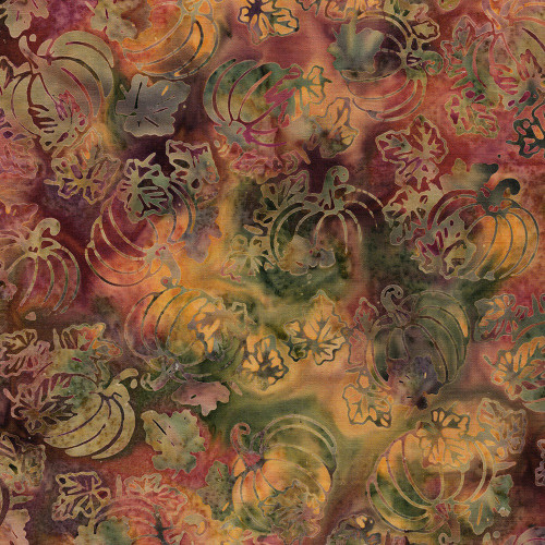 Lumin Fabrics Island Batik Woodland Warmth Batiks Tossed Pumpkins Multi Orange Brown Citrine