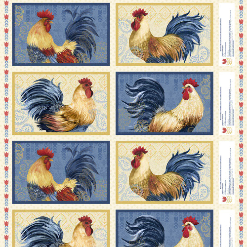Lumin Fabrics White Owl Rooster Reverie Susan Winget Rooster Reverie Placemat Panel Multi