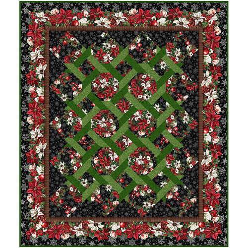 In The Beginning Fabrics Winter Enchantment Jason Yenter Garden Twist Christmas Quilt Kit Black
