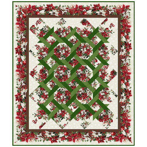 In The Beginning Fabrics Winter Enchantment Jason Yenter Garden Twist Christmas Quilt Kit Cream