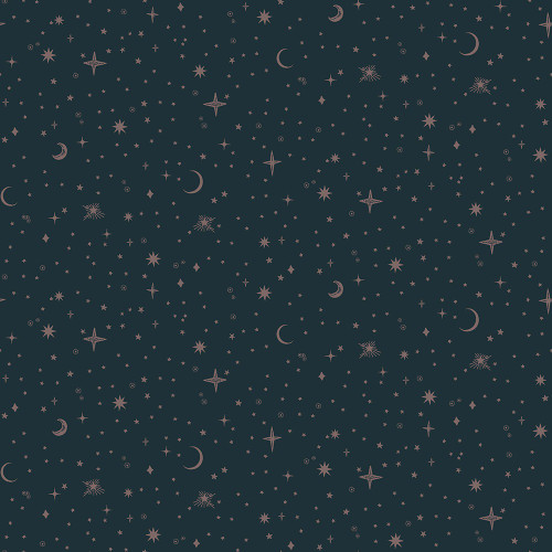 Dear Stella Fabrics Fox And Fern Stellar Midnight blue