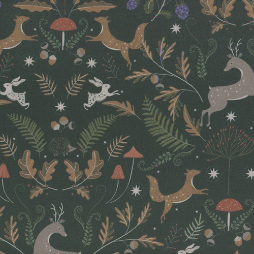Dear Stella Fabrics Fox And Fern Fox And Fern Midnight Blue