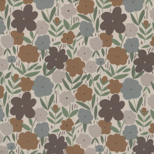 Dear Stella Fabrics Fox And Fern Inflorescence Taupe Cream