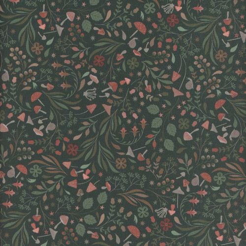 Dear Stella Fabrics Fox And Fern Forest Finds Midnight Blue