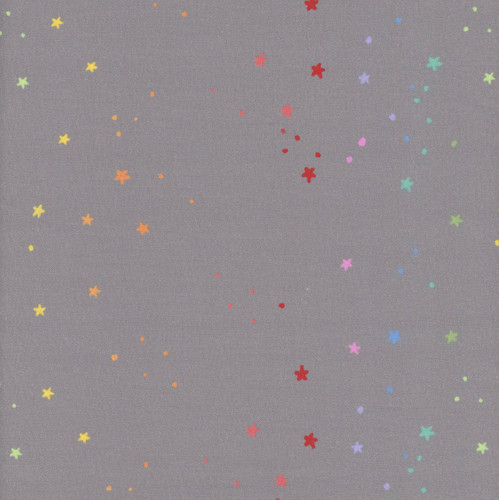 Dear Stella Fabrics Meowter Space Pammie Jane Space Dust Pewter Grey