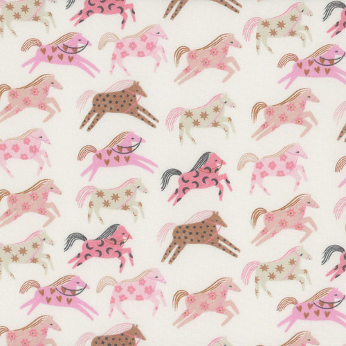 Dear Stella Fabrics Pink Pony Club Wild Ain'T For Tamin' Cream