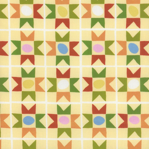Dear Stella Fabrics Bok Bok Meow Leezaworks Fur-Lying Geese Lemon Yellow