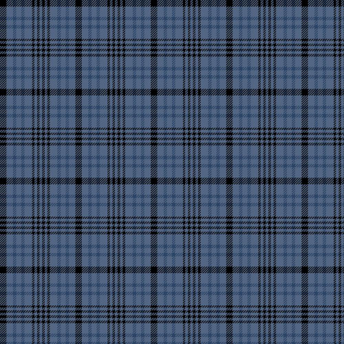 Marcus Fabrics Primo Flannel Plaids Oxford Plaid Dark Blue, close-up of dark blue plaid fabric with black and lighter blue lines forming a classic pattern.