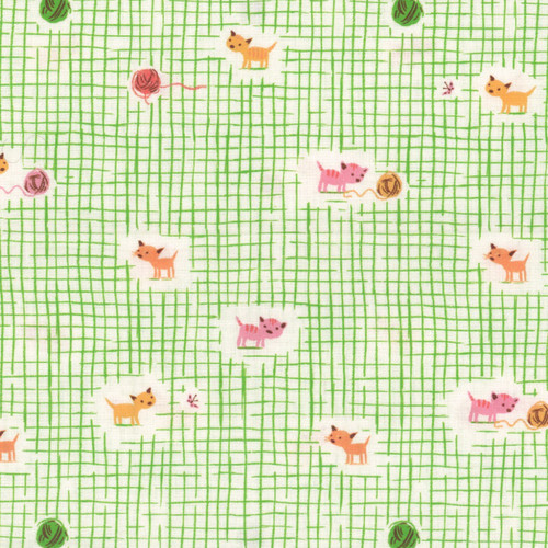 Windham Fabrics Heather Ross Favorites Green Kitten Plaid