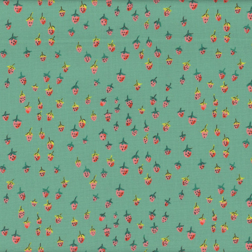 Windham Fabrics Heather Ross Favorites Teal Blue Field Strawberries