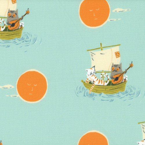 Windham Fabrics Heather Ross Favorites Aqua Blue Owl and the Pussycat