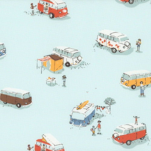 Windham Fabrics Heather Ross Favorites Aqua Blue Bus