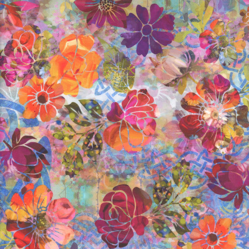 In The Beginning Fabrics Celtic Garden Pink Purple Blue Garden Floral