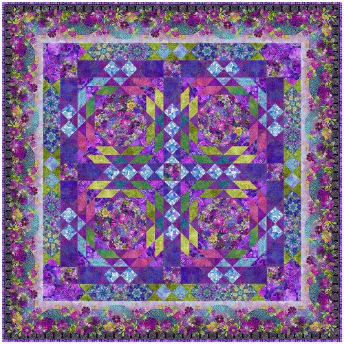 In The Beginning Fabrics Celtic Garden Purple Blue Green Quilt Kit