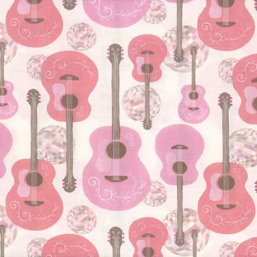 Timeless Treasures Fabrics Disco Cowgirl Disco Cowgirl Guitar Pink