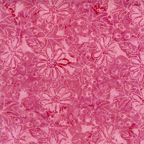 Timeless Treasures Fabrics Geranium Pink Tonga Batiks Water Painted Floral Rose Pink