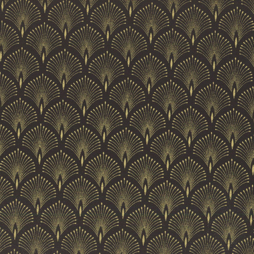 Timeless Treasures Fabrics Imperial Bloom Chong A Hwang Asian Metallic Scallops Black