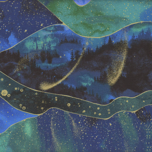 Timeless Treasures Fabrics Endless Sky Night Forest Patchwork Night Blue
