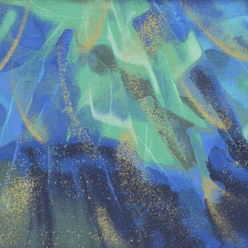 Timeless Treasures Fabrics Endless Sky Gilded Northern Light Met Aurora Blue