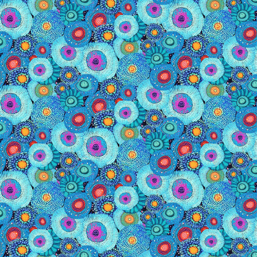 Timeless Treasures Fabrics Jubilant Abstract Floral Blue