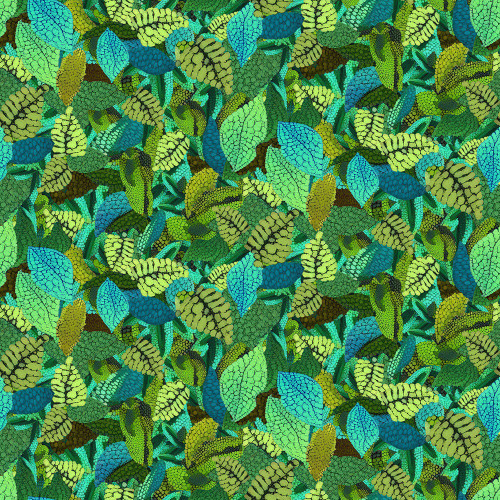 Timeless Treasures Fabrics Jubilant Packed Leaves Green