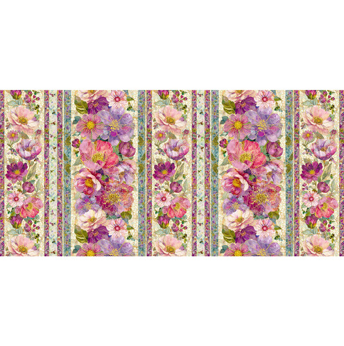Timeless Treasures Fabrics Mosaic Bee Mosaic Bee 11 Inch Repeating Stripe Multi Pink Purple Green