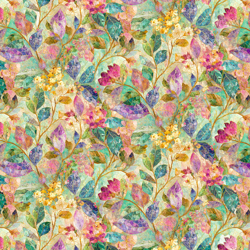 Timeless Treasures Fabrics Mosaic Bee Mosaic Garden Floral Leaf