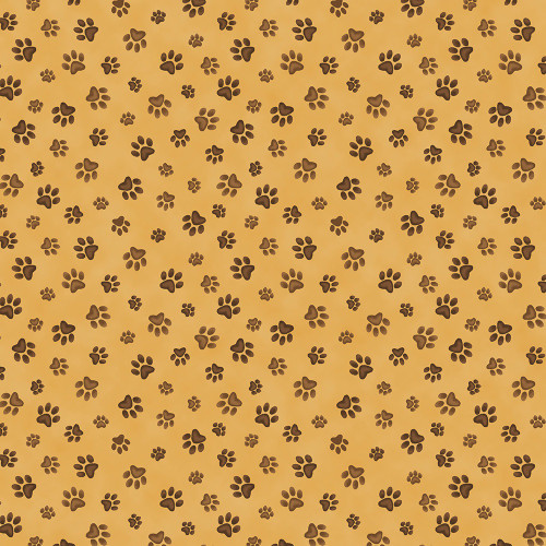 Timeless Treasures Fabrics Feline Folk Cats Paw Prints Gold