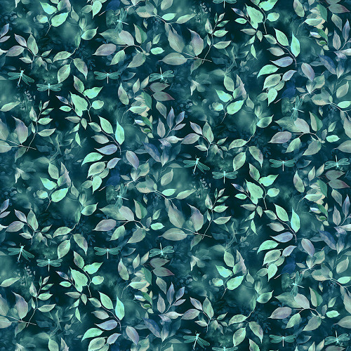 Timeless Treasures Fabrics Gossamer Dragonflies And Leaves Hunter Green