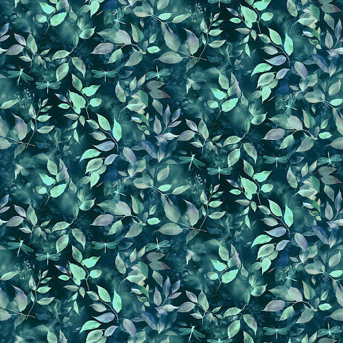 Timeless Treasures Fabrics Gossamer Dragonflies And Leaves Hunter Green