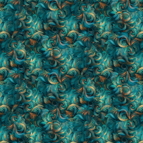 Timeless Treasures Fabrics Wild Wings Packed Owl Feathers Blue