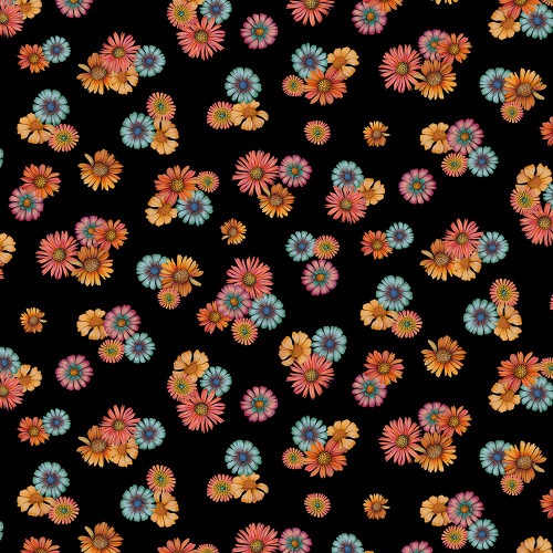 Timeless Treasures Fabrics Wild Wings Owl'S Bright Floral Black