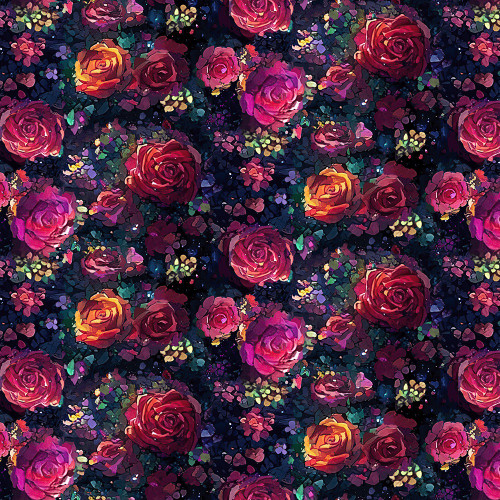 Timeless Treasures Fabrics Fantasia Bright Floral Black