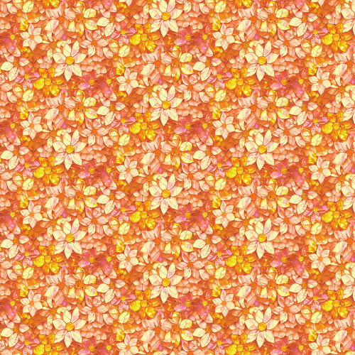 Timeless Treasures Fabrics Fantasia Packed Bright Floral Orange