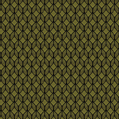 Timeless Treasures Fabrics Noble Plume Chong A Hwang Abstract Embroidery Black, a detailed fabric with a geometric pattern in black and yellow.