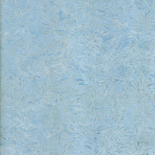 Timeless Treasures Fabrics Cosmic Tonga Batiks Spiky Leaves Pool, blue batik fabric with a leafy pattern.