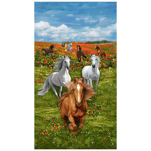 Timeless Treasures Fabrics Wild Mane Wild Mane Horses Panel Multi
